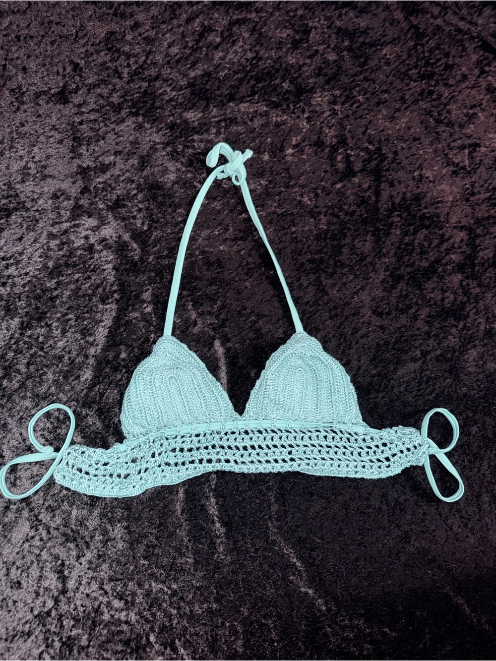 Xhilaration Crochet Triangle Bikini Top - Mint Green